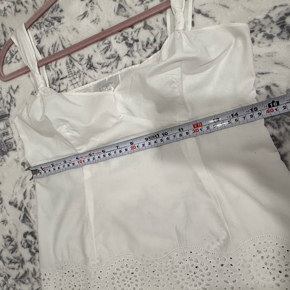 LOFT Petite White Eyelet Tank Top 100% Cotton Cottagecore Summer Size 6P - Picture 8 of 9